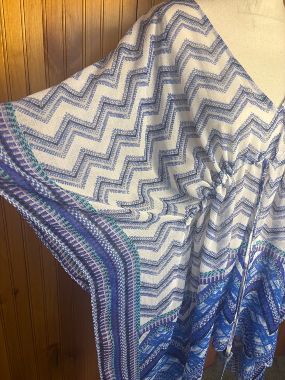Chico's Blue and White Chevron Swim Coverup, size L/XL - Picture 6 of 7